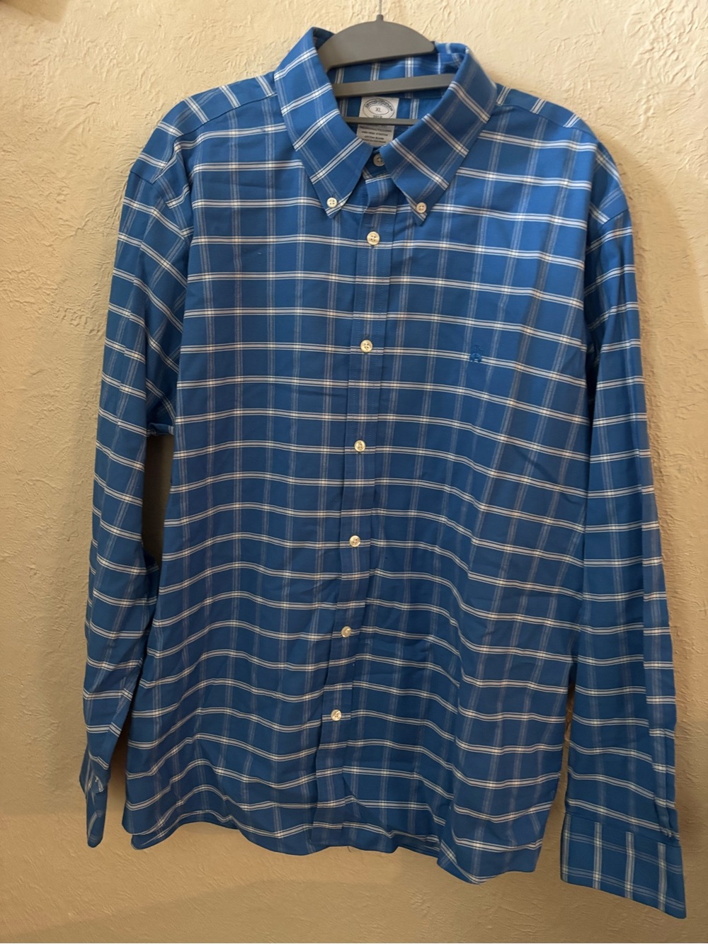 Brooks Brothers Blue and White Plaid Button-Down Shirt